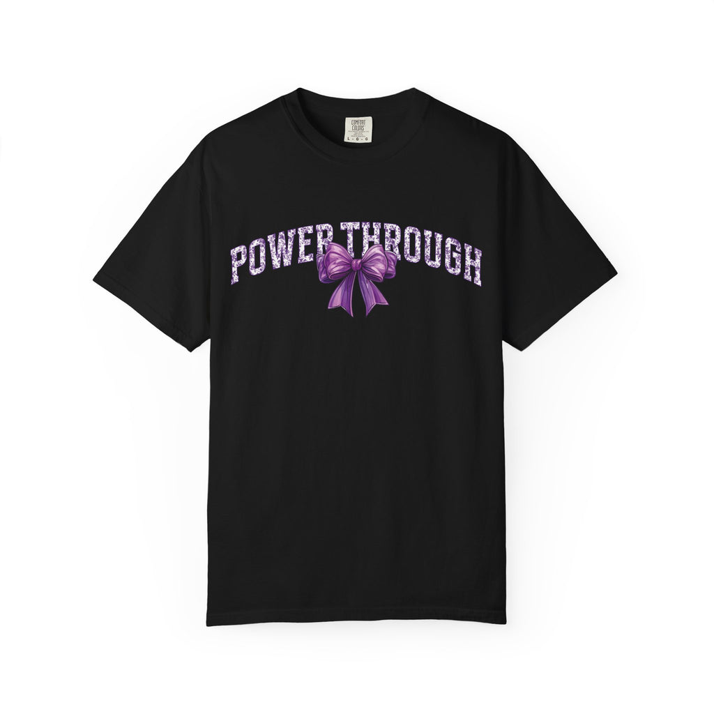Power Through Bow Unisex T-Shirt, Motivational Graphic Tee, Gift for Her, Self-Care Apparel, Inspirational Quote Shirt