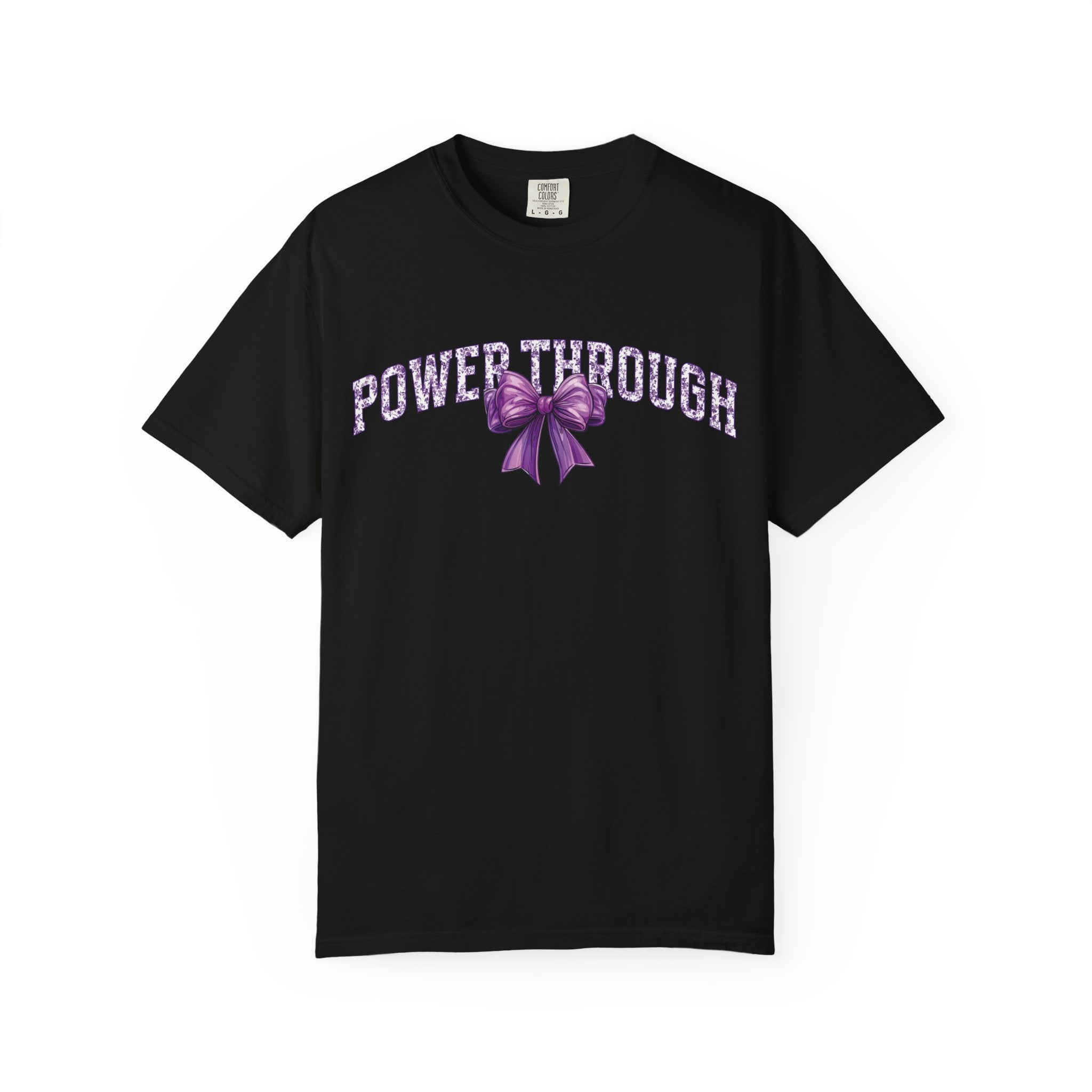 Power Through Bow Unisex T-Shirt, Motivational Graphic Tee, Gift for Her, Self-Care Apparel, Inspirational Quote Shirt