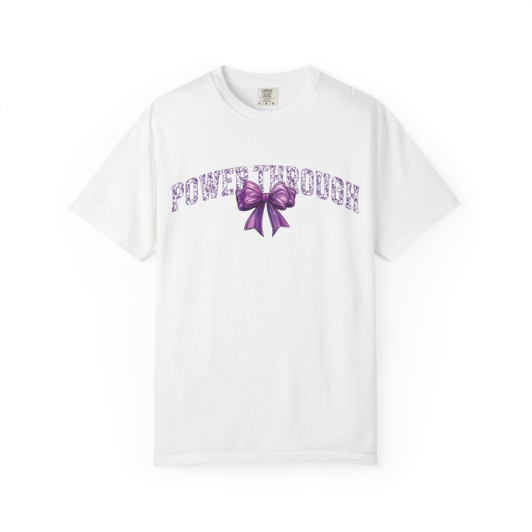 Power Through Bow Unisex T-Shirt, Motivational Graphic Tee, Gift for Her, Self-Care Apparel, Inspirational Quote Shirt