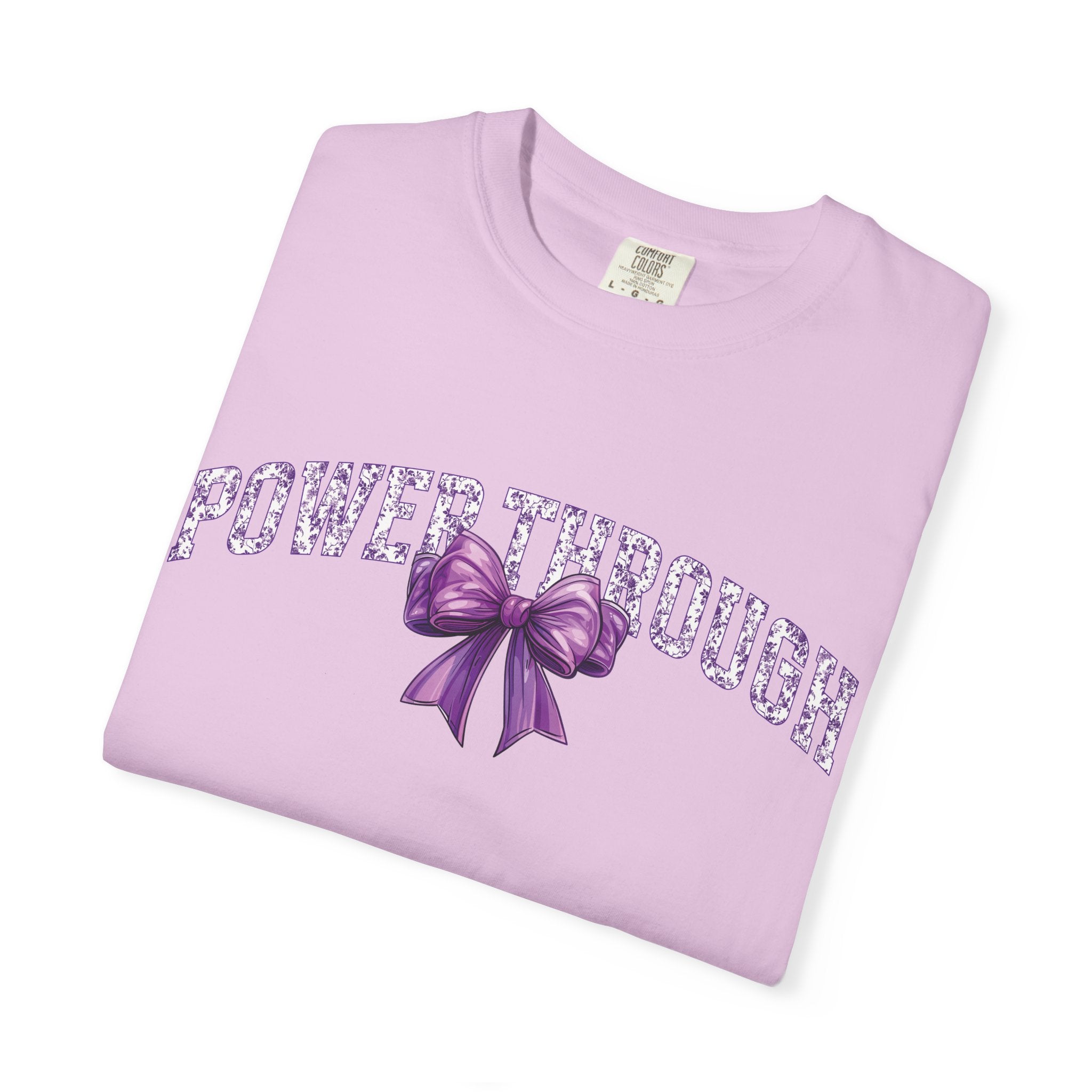Power Through Bow Unisex T-Shirt, Motivational Graphic Tee, Gift for Her, Self-Care Apparel, Inspirational Quote Shirt