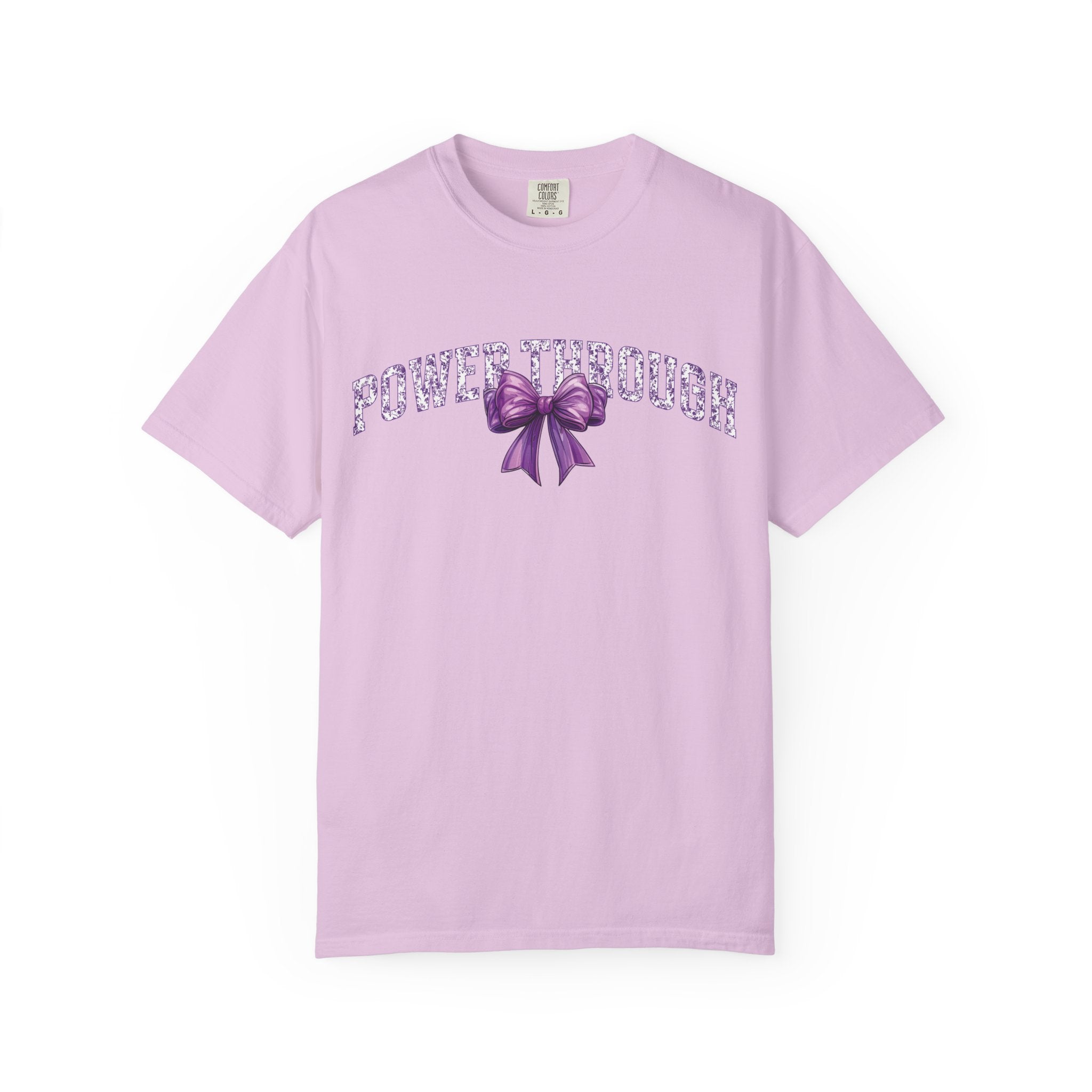 Power Through Bow Unisex T-Shirt, Motivational Graphic Tee, Gift for Her, Self-Care Apparel, Inspirational Quote Shirt