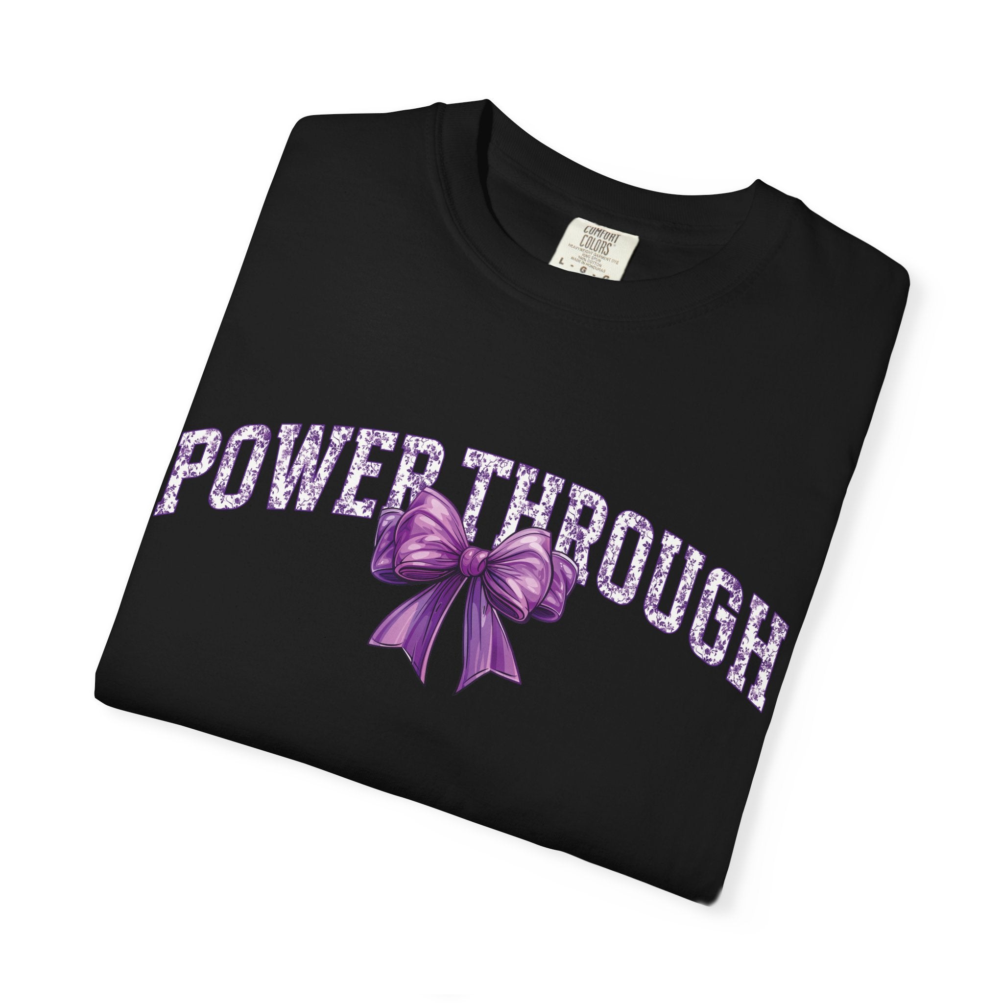Power Through Bow Unisex T-Shirt, Motivational Graphic Tee, Gift for Her, Self-Care Apparel, Inspirational Quote Shirt