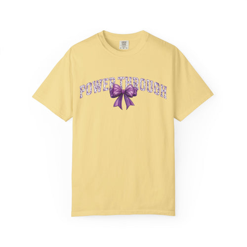 Power Through Bow Unisex T-Shirt, Motivational Graphic Tee, Gift for Her, Self-Care Apparel, Inspirational Quote Shirt