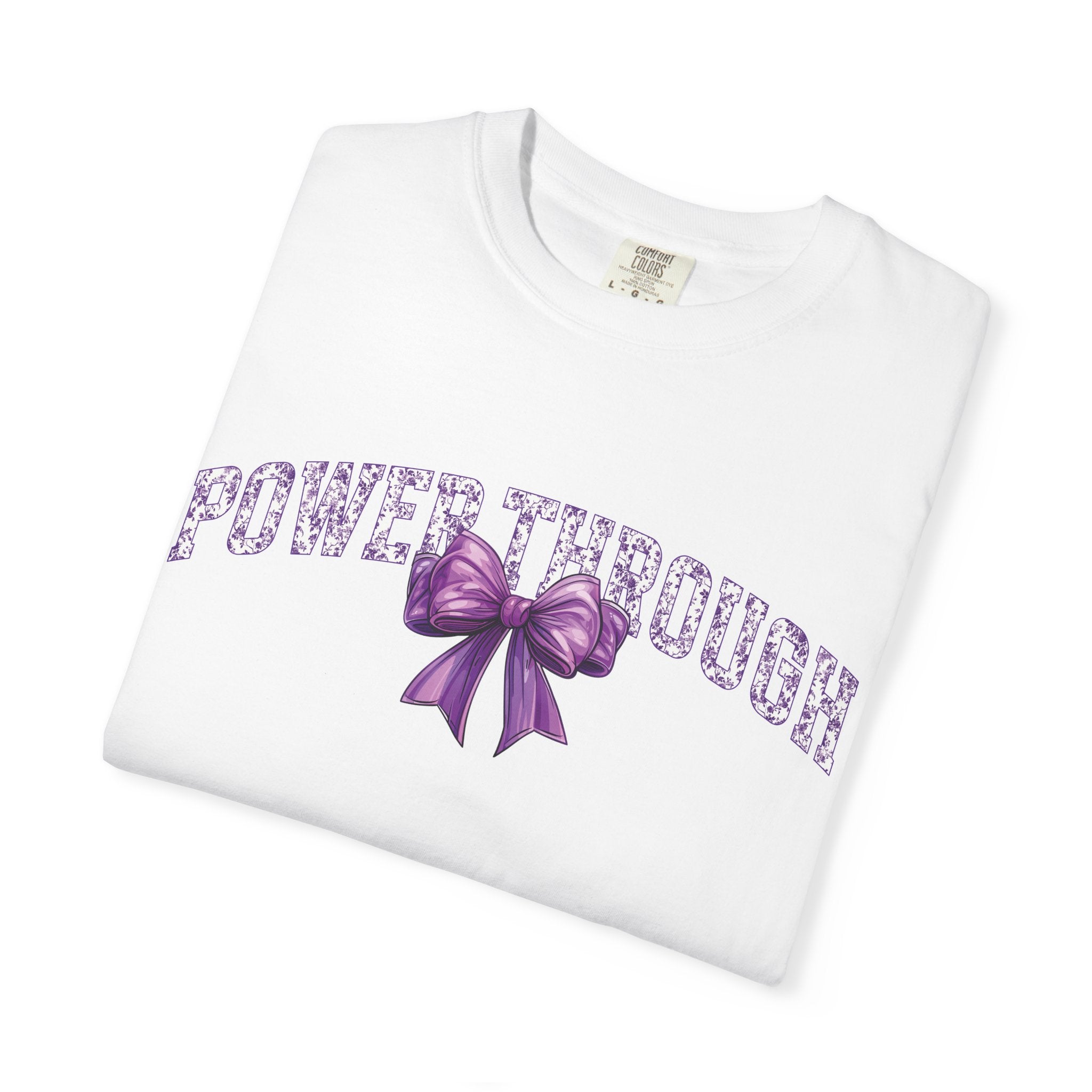 Power Through Bow Unisex T-Shirt, Motivational Graphic Tee, Gift for Her, Self-Care Apparel, Inspirational Quote Shirt