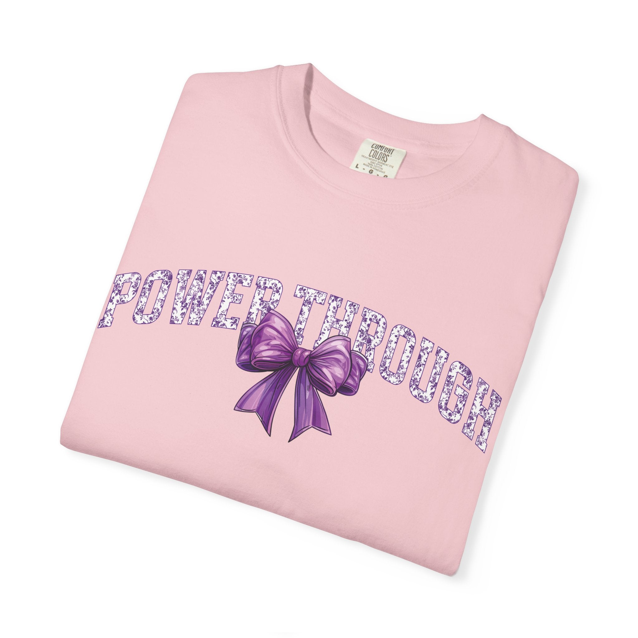 Power Through Bow Unisex T-Shirt, Motivational Graphic Tee, Gift for Her, Self-Care Apparel, Inspirational Quote Shirt