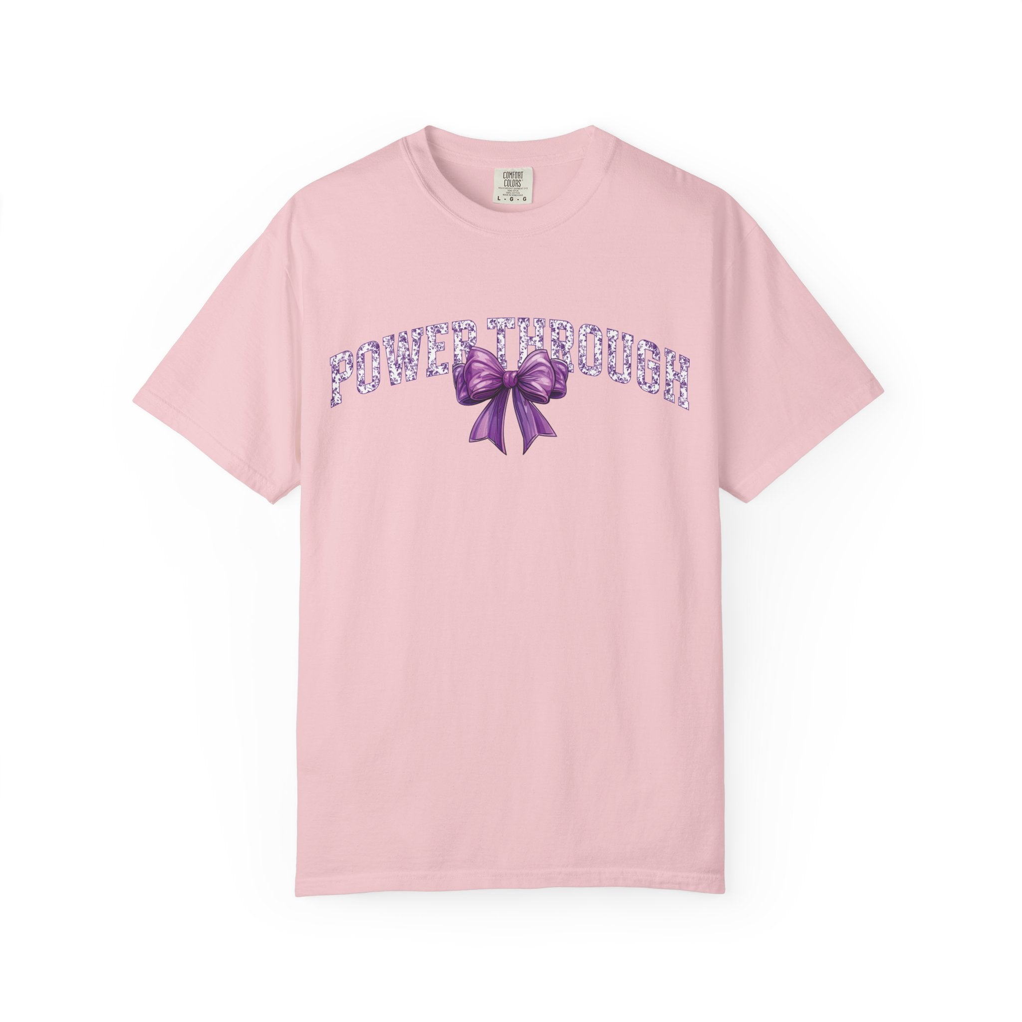 Power Through Bow Unisex T-Shirt, Motivational Graphic Tee, Gift for Her, Self-Care Apparel, Inspirational Quote Shirt